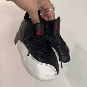Jordan 12 Retro playoffs Toddler Kids Black‎ and White Sneakers